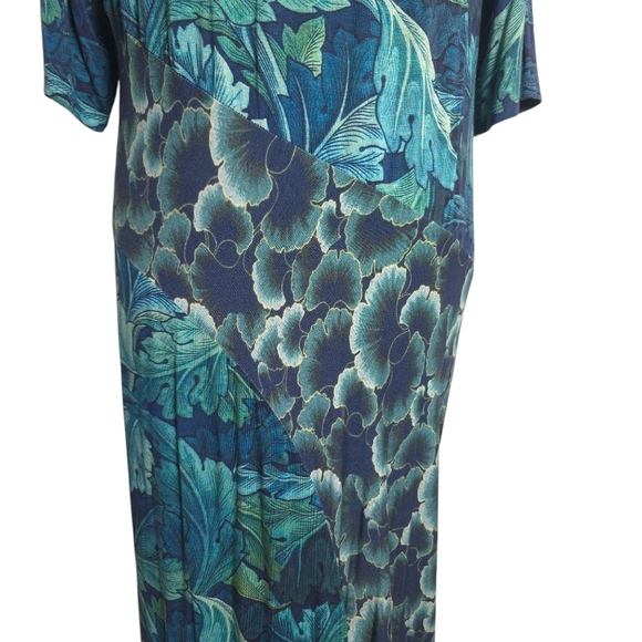 Soft surroundings Saunterre Tropical Green Leaf Print Maxi Dress Large - Picture 5 of 14